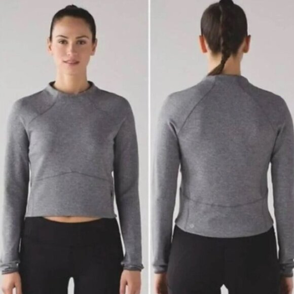Lululemon Hill And Valley Mock Neck Long Sleeve Top Size 4 Heathered Slate - Picture 12 of 12